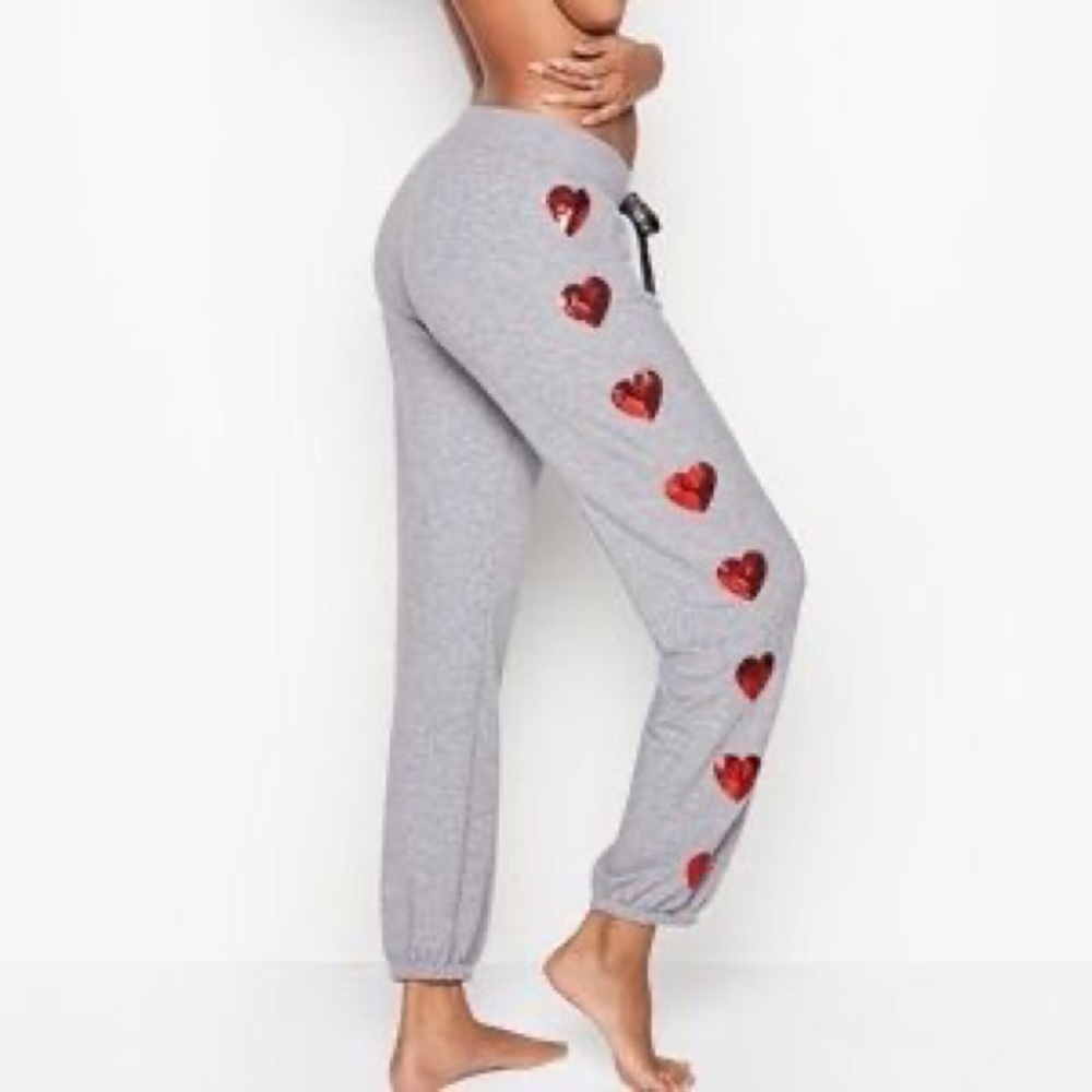 Victoria’s Secret Sweatpants with sequins hearts